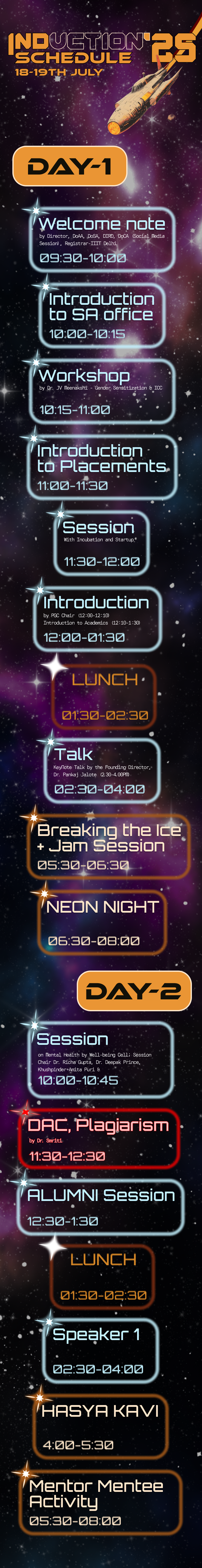 Induction Schedule